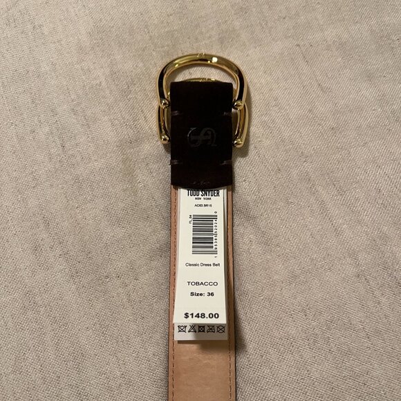 Todd Snyder Brown Leather Belt with Gold Buckle - Picture 3 of 3